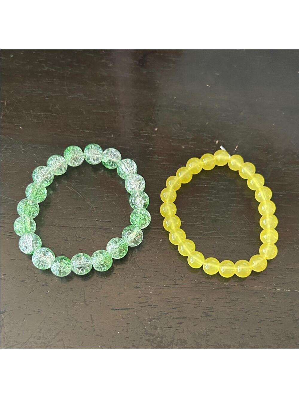 Green and Yellow Beaded Bracelets
